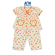 Bộ quần áo Dài tay ngắn bé gái họa tiết Fruit Cam cotton - AICDBGXWA36N