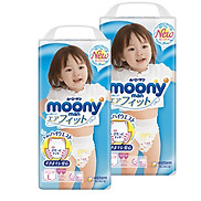 Combo 2 Bỉm - Tã quần Moony Blue size L Girl 44 miếng Cho bé 9 14kg