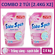 Nước giặt LIX Siêu sạch Hương hoa anh đào Hồng túi 2.4KGX2