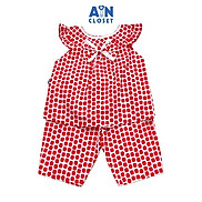 Bộ quần dài áo tay ngắn họa tiết Bi đỏ cotton - AICDBGTI6K2H - AIN Closet