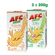 Combo 2 Hộp Bánh Dinh Dưỡng AFC Vị Rau và Vị Lúa Mì 2x200g