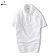 Áo polo nam ADINO màu trắng phối viền chìm vải cotton co giãn dáng slimfit