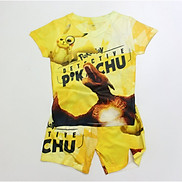 Đồ Bộ Thun Lạnh Có Tay In 3D cho bé trai hình Pikachu