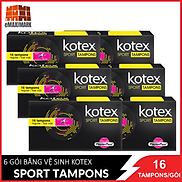 Combo 6 Gói Băng Vệ Sinh Kotex Sport Tampon Loại Vừa Tampon Regular 16