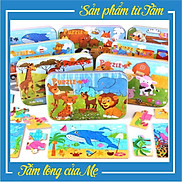 Đồ Chơi Hộp Ghép Hình Puzzle 4 Cấp Độ - Hộp Sắt 9-12-15-20 Miếng Cho Bé