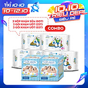 Combo thùng mini 2 hộp khăn vải khô đa năng cho bé và 5 Gói Khăn ướt làm