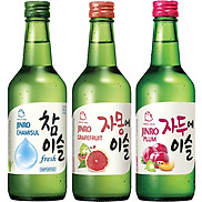 Set 3 chai rượu soju Hàn Quốc 13% - 16.9% Fresh + Bưởi + Mận Có Hộp