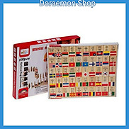 Bộ domino cờ 100 quốc gia bằng gỗ 4 thứ tiếng. Domino 100 lá cờ các quốc