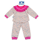 Bộ quần áo dài bé gái họa tiết Hoa nhí hồng xanh thun cotton