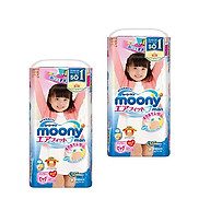 Combo 2 gói tã quần Moony XL38 bé gái  Mẫu Như Hình