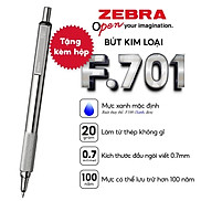 Bút bi bấm kim loại Zebra F701 mực xanh - Chất liệu thép không gỉ - Chính