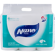 Giấy vệ sinh Luxury Nano 6 cuộn không lõi, thương hiệu Nano giấy dày 3 lớp