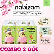 Combo 2 gói tã bỉm Hàn Quốc Nabizam Ultrathin size XL26 miếng