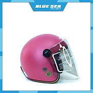 Mũ Bảo Hiểm 3 4 Blue Sea Màu Hồng Đậm Sơn Mờ Có Kính Chắn Gió Cao Cấp