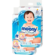 Bộ 2 tã dán cao cấp Moony L54 - Tặng bộ quần áo Nous 18-24m