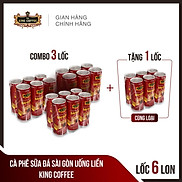 Combo 3 lốc Cà Phê Sữa Đá Sài Gòn Uống Liền KINGCOFFEE - Lốc 6 lon