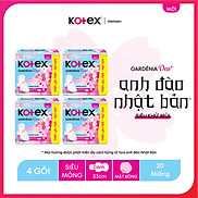 Combo 4 gói Băng Vệ Sinh KOTEX GARDENIA DEO+ HƯƠNG HOA ANH ĐÀO, MẶT BÔNG