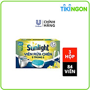 Combo 3 Hộp Viên Rửa Chén Bát 28V hộp Sunlight 5 in 1 Cho máy rửa chén bát