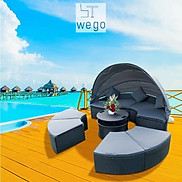 WEGO BỘ SOFA MÂY NHỰA NGOÀI TRỜI BỘ BÀN GHẾ SOFA SÂN VƯỜN 6 CHỖ NGỒI CÓ