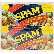 Thịt hộp Spam Less Sodium 25% 340g giảm mặn - Lốc 8 hộp nhập Mỹ
