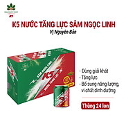 Nước Tăng Lực K5 Sâm Ngọc Linh Thùng 24 Lon Vị Nguyên Bản 250ml Lon