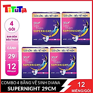 COMBO 4 G&oacutei Băng vệ sinh Diana Si&ecircu thấm Supernight 29cm 12