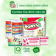 Combo PONYO gia đình tiện lợi 1 lốc Giấy vệ sinh, 2 cuộn Khăn giấy lau bếp