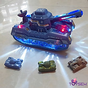 Đồ chơi xe tăng xoay 360 độ có đèn và nhạc kèm theo 3 chiếc xe tăng nhỏ