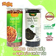 Combo Rong biển cháy tỏi 200g và Cốm gạo lứt cháy tỏi 300g ăn liền Mailey