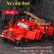 Đồ chơi mô hình xe cứu hoả bằng hợp kim nguyên khối có nhạc và đèn chạy