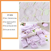 Set đồ sơ sinh cotton 18 chi tiết mùa xuân hè thu cho bé gái màu hồng tím