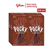 Bánh que socola GLICO Pocky Double Choco phủ kem socola Combo 4 hộp