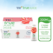 Thùng 24 chai nước uống sữa trái cây dâu tự nhiên TH True Juice Milk 300ml