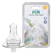 Vỉ 2 núm ti cho bình cổ thường Pur - Comfort Feeder