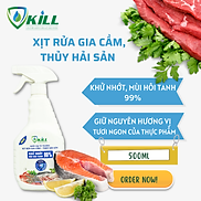 Nước rửa gia cầm và thủy hải sản thực phẩm tươi sống Vkill 500ml công nghệ