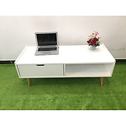 Bàn trà cafe sofa phòng khách hình hộp trắng T819-1 KT120x50x43