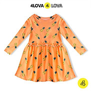 Váy thun dài tay cho bé gái 4LOVA chất cotton từ 1- 8 tuổi