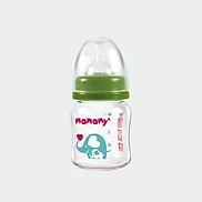 Bình sữa thủy tinh cổ rộng chống sặc, chống đầy hơi cho bé Mamamy 120ml.