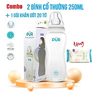 Combo 2 bình sữa cổ thường Pur