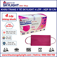 Khẩu trang y tế Skylight 4 lớp kháng khuẩn - Màu Hồng Neon- Hộp 50 Cái