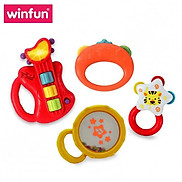 Set 4 món đồ chơi âm nhạc đàn Guitar kèm xúc xắc lục lạc cầm tay Winfun