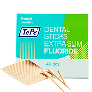 Tăm răng gỗ siêu mỏng có fluoride Tepe Wooden X-slim with Fluor 40 cái