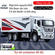 Đồ chơi xe container thành phố bằng hợp kim nguyên khối có nhạc đèn mở