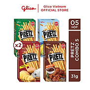 Bánh que nướng giòn 4 vị GLICO Pretz Combo 5 hộp - 2 Khoai tây 1 BBQ Gà 1