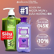 BỘ ĐÔI SỮA TẮM THIÊN NHIÊN NGỪA MỤN LƯNG ELDAS 550ML VÀ MALANAONE LƯU