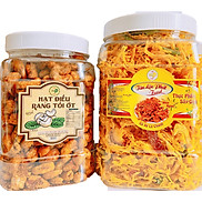 COMBO 2 HŨ 500G HẠT ĐIỀU RANG TỎI ỚT VÀ 500G GÀ CHÀ BÔNG CAY TÂN LỘC PHÁT