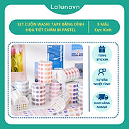 Set Cuộn Băng Dính Họa Tiết Chấm Bi Pastel