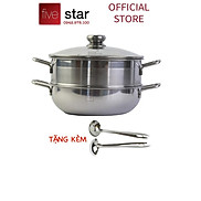 Nồi lẩu xửng hấp cao cấp FIVESTAR 3 đáy từ nắp kính 24cm 26cm 28cm