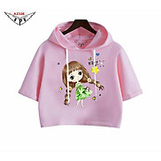 Áo bé gái hoodie croptop hoạ tiết bím tóc hoa cúc cho mẹ và bé diện mùa