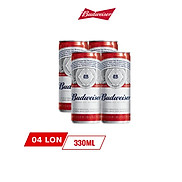 Lốc 4 Lon Bia Budweiser 330ml lon